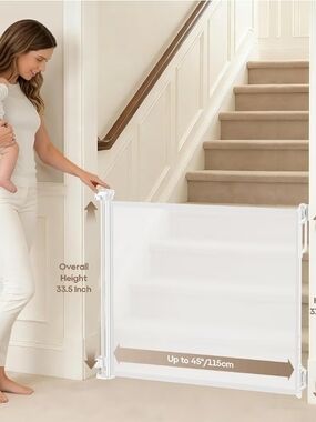 White Retractable Baby Safety Gate